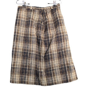 Century Boston Women's A-Line Midi Skirt Multi 14 Plaid Slit Pure Wool Vintage